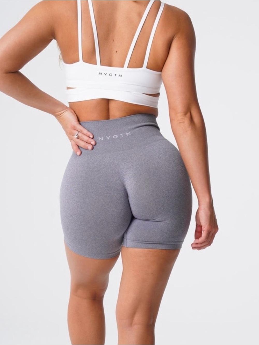 NVGTN High-Rise Athletic Shorts in Heather Gray